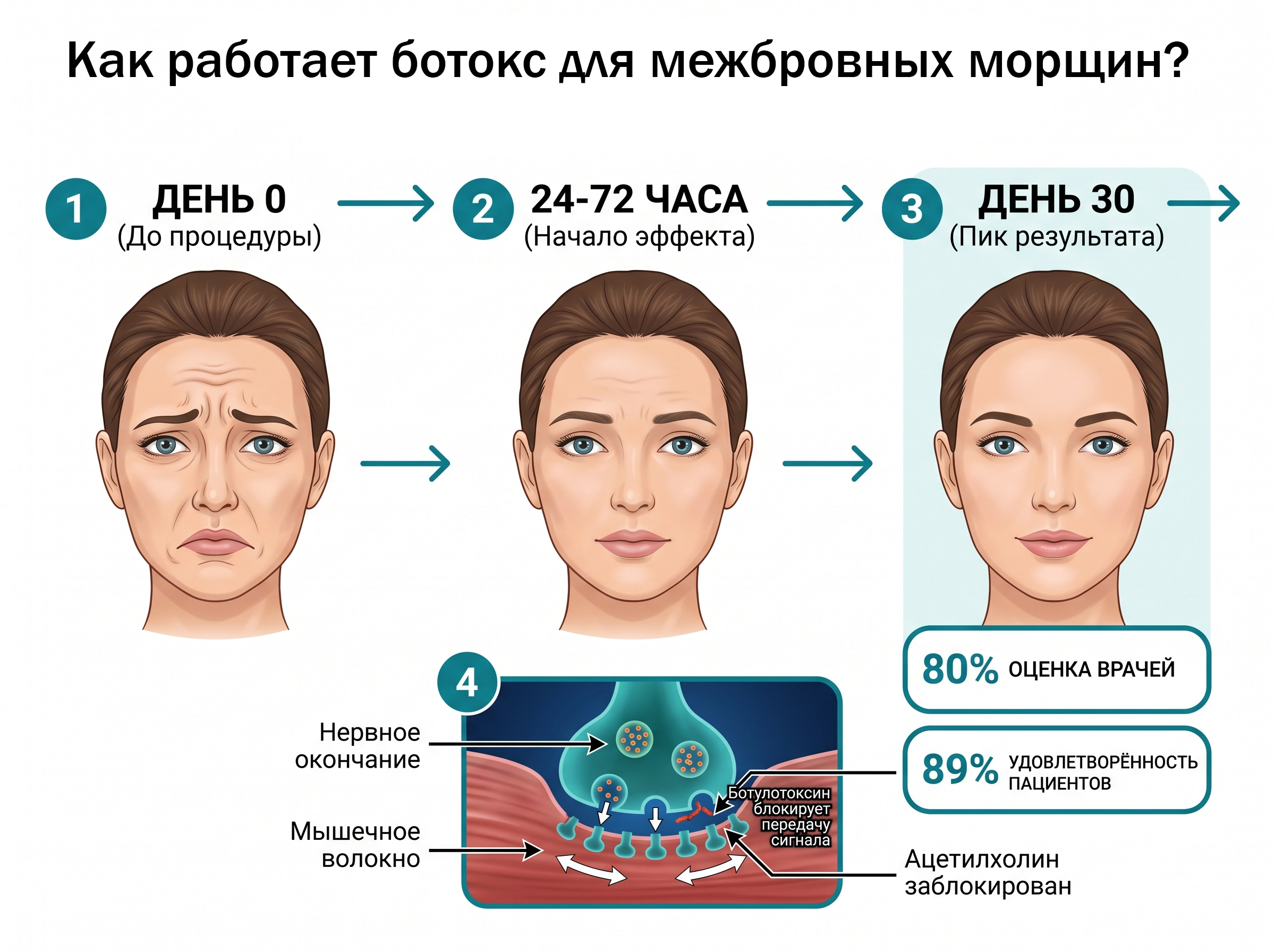 Как работает ботокс для межбровных морщин?