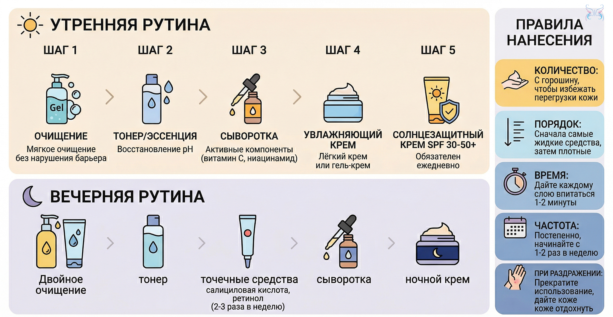 В завершение врач подробно отвечает на вопросы, объясняет, как правильно наносить средства, в каком порядке, как часто и что делать при появлении раздражения