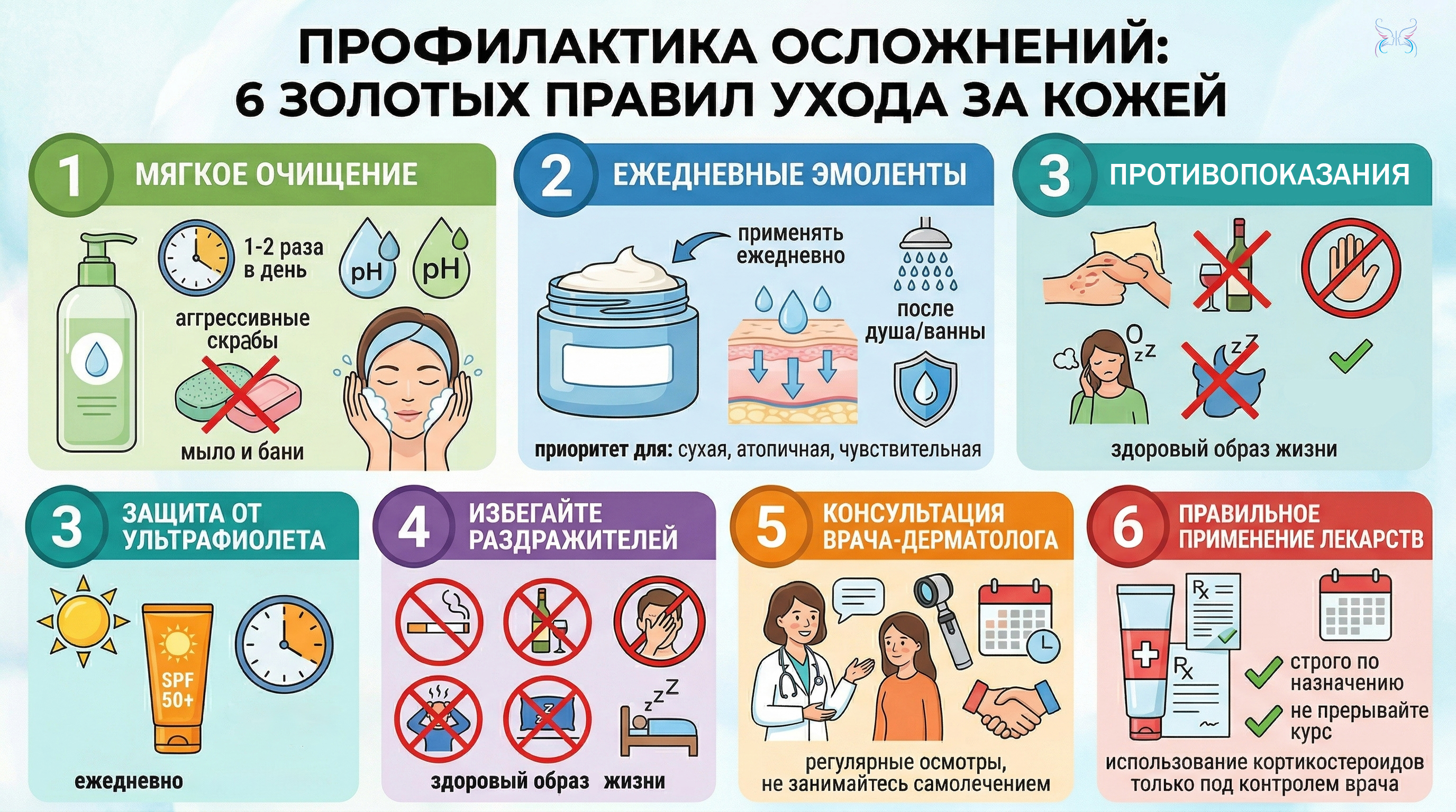 ПРОФИЛАКТИКА ОСЛОЖНЕНИЙ: 6 ЗОЛОТЫХ ПРАВИЛ УХОДА ЗА КОЖЕЙ